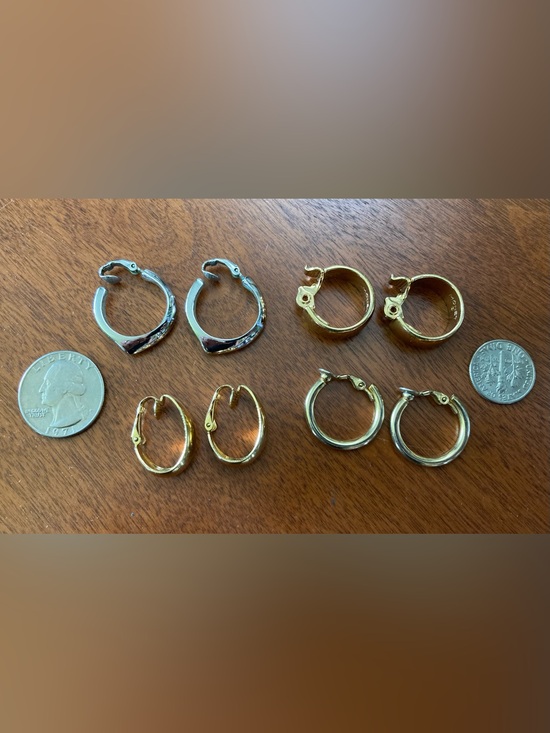Avon Jewelry - Hoop Earrings Set - Avon and Monet Classic Mixed Metal Hoops Clip On Earrings